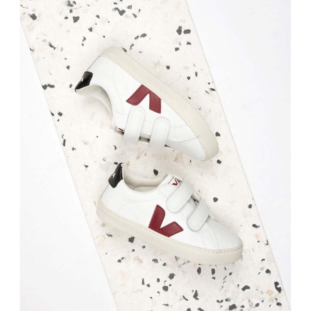 Veja ESPLAR LEATHER Joggesko Barn White/Black/Red | NO 819MQZ